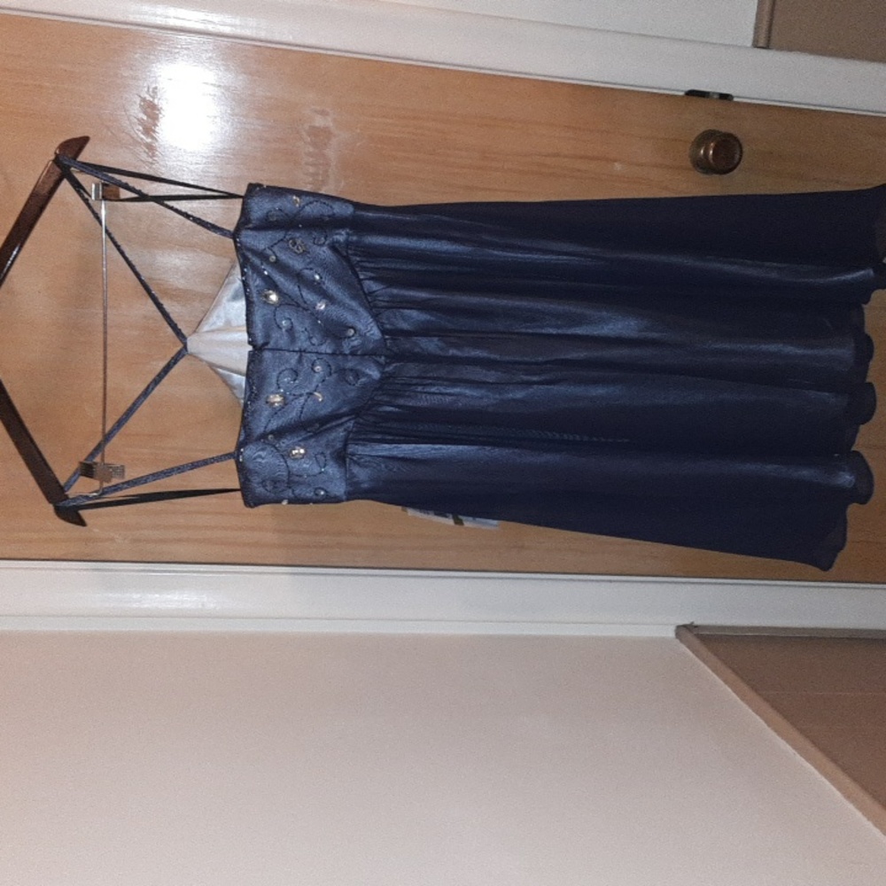 Ignite Evenings By Carol Lin size 14 navy blue lined dress - Picture 7 of 11